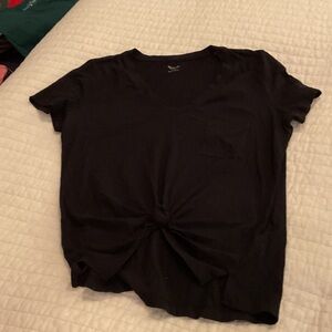 Madewell Black Knot Front V-Neck Tee